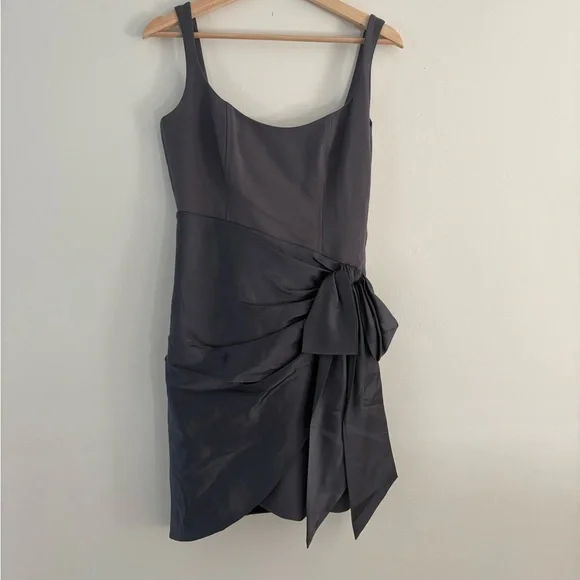 Cinq A Sept Wrap Bow Detail Mini Dress - Grey - Size 6 - Picture 4 of 8
